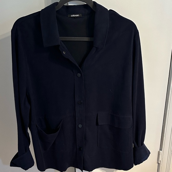 Olsen Navy Button-Front Jacket - Picture 4 of 8